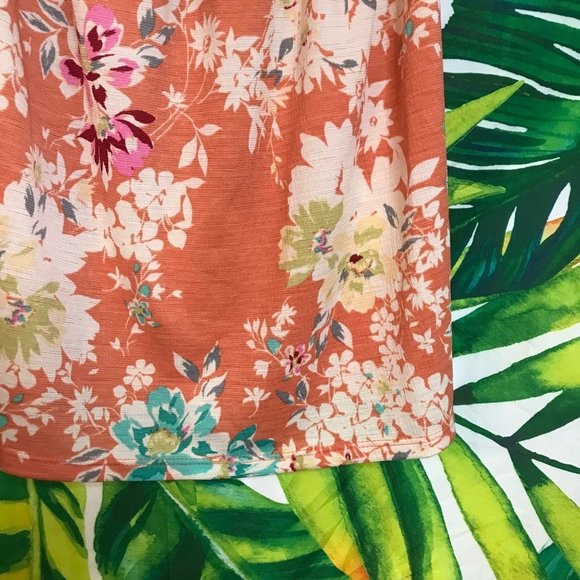 NWT $36 LC Lauren Conrad Women's PS Orange Floral Summer Flutter Sleeve Top - Picture 3 of 5